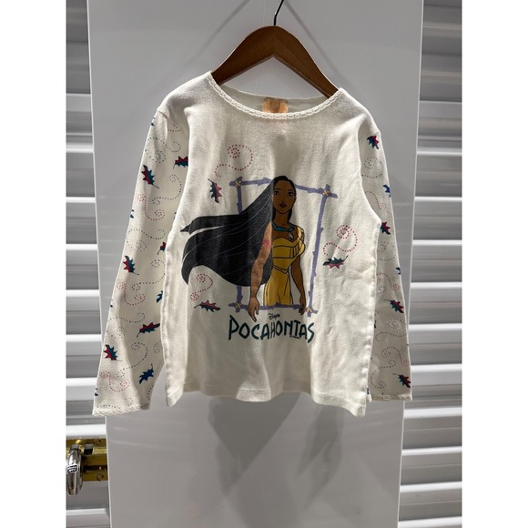 Disney Other - Vintage Disney Pocahontas Long Sleeve Shirt White Lace Trim Girls Size 12 USA